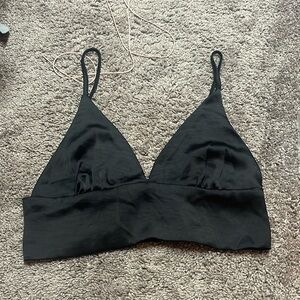 Black satin crop tank
